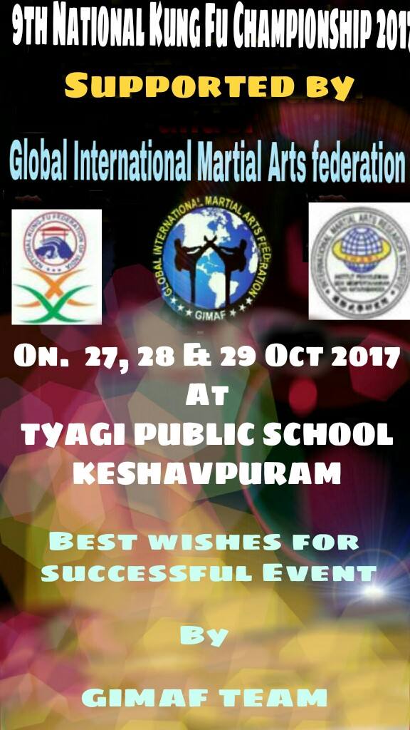 BEST WISHES FOR 9TH NATIONAL KUNG FU CHAMPIONSHIP2017